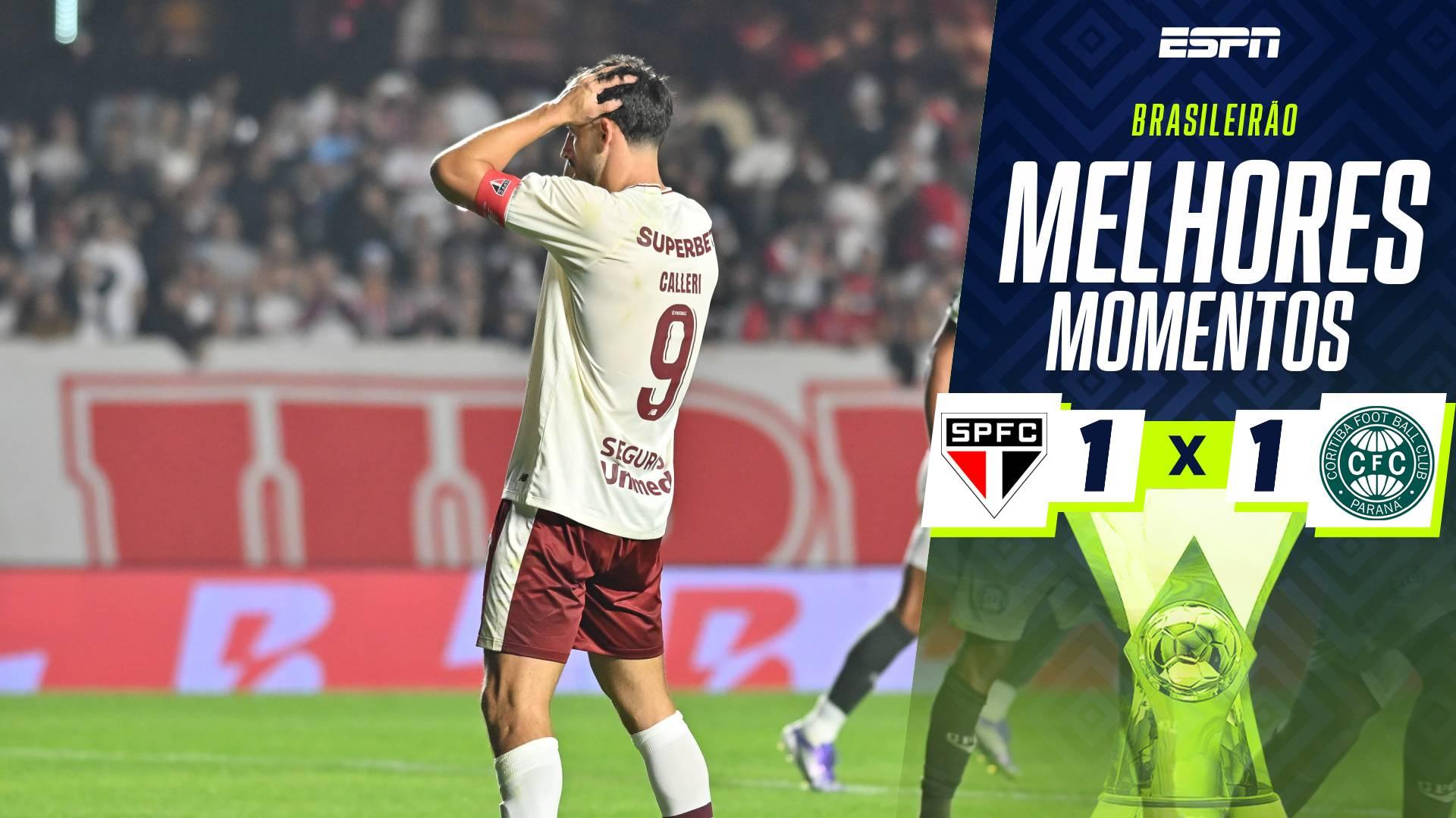 São Paulo sai na frente com golaço, mas leva empate após falha de Rafael e tropeça contra o Coritiba no Morumbis; veja como foi