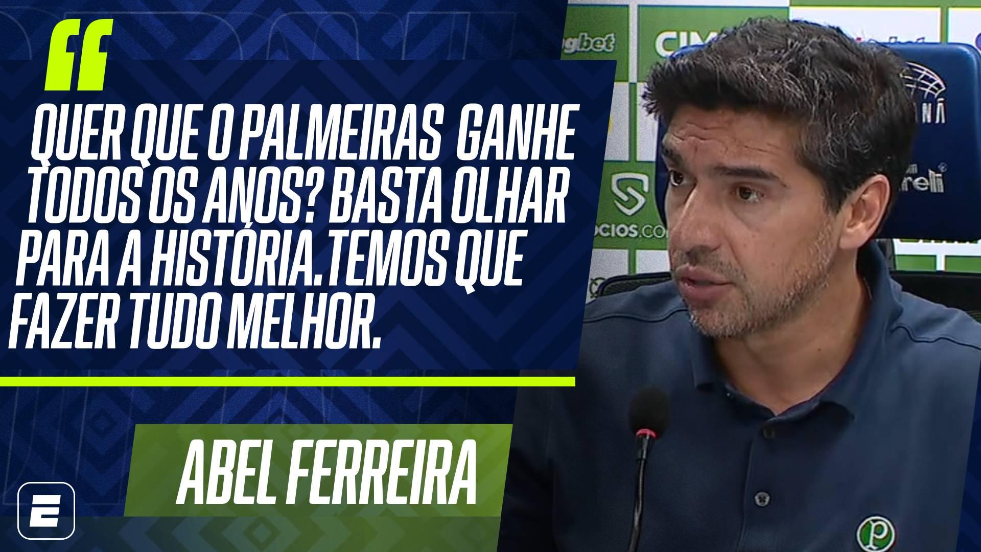 Abel Ferreira 'bate-boca' com jornalista e responde se Palmeiras pode fazer melhor: 'Quer que ganhe sempre?'