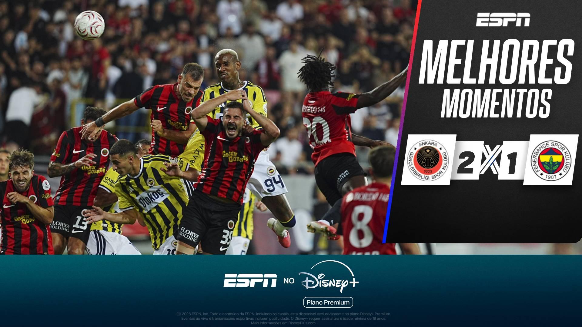 Talisca marca, mas Gençlerbirligi vira e vence Fenerbahçe pela primeira rodada do Campeonato Turco; melhores momentos