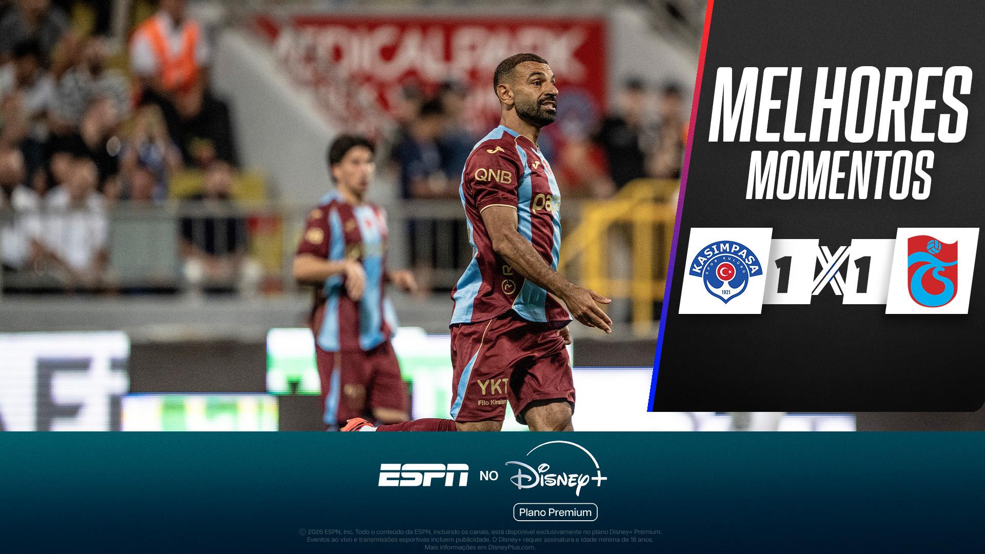 Kasimpasa 1 x 1 Trabzonspor no Campeonato Turco: veja melhores momentos