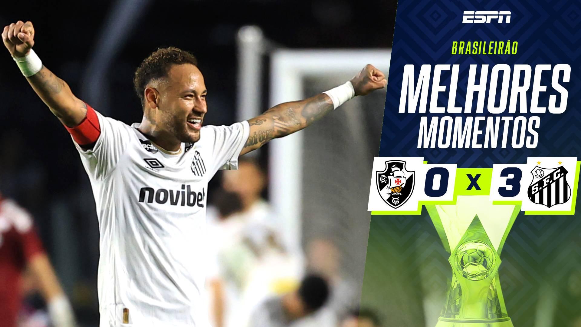 Com Neymar inspirado, Santos deslancha no segundo tempo e goleia o Vasco em São Januároi