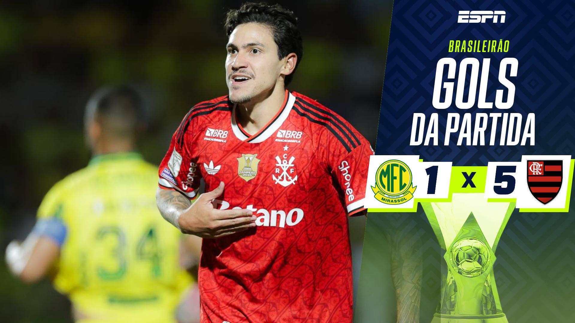 Pedro marca duas vezes, Luiz Araújo desentanca, e Carrascal e Lino brilham: os gols do passeio do Flamengo sobre o Mirassol