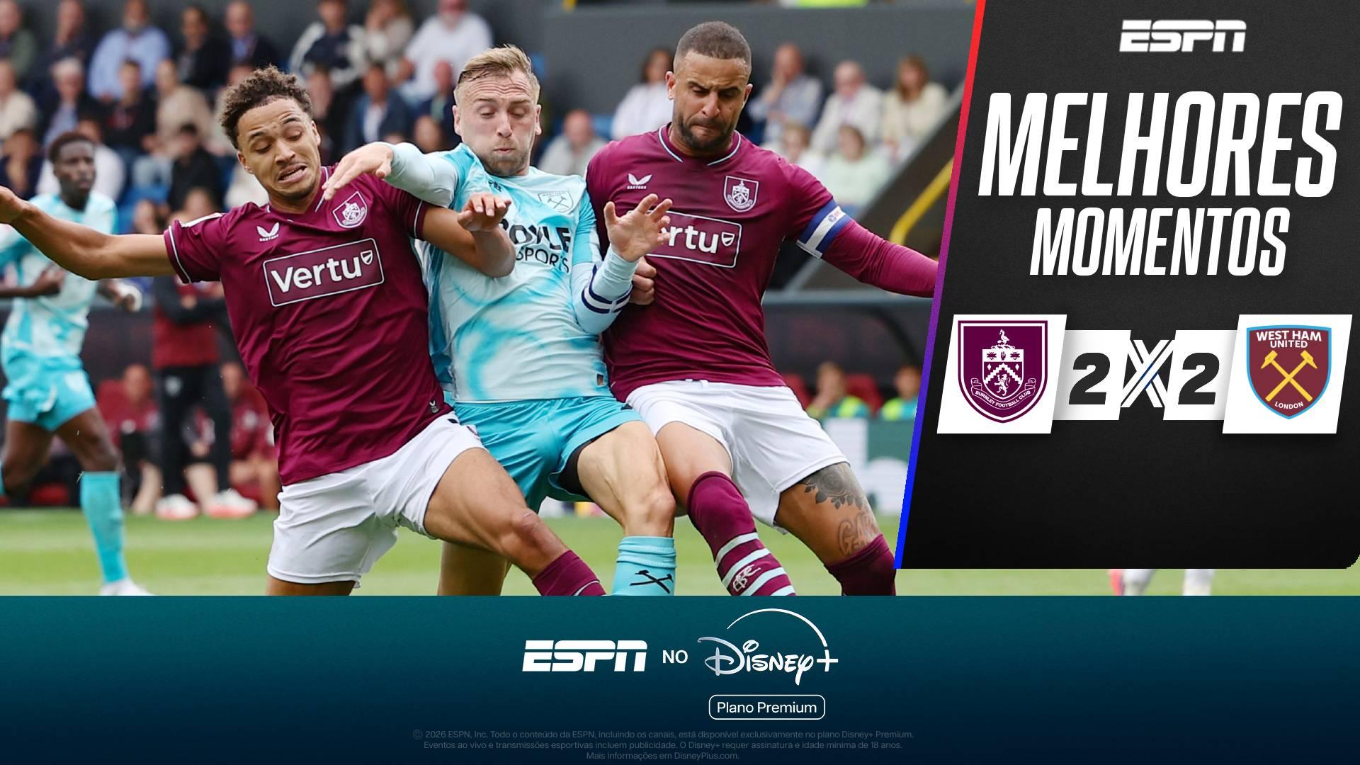 West Ham sai na frente, mas cede empate ao Burnley na Championship; melhores momentos