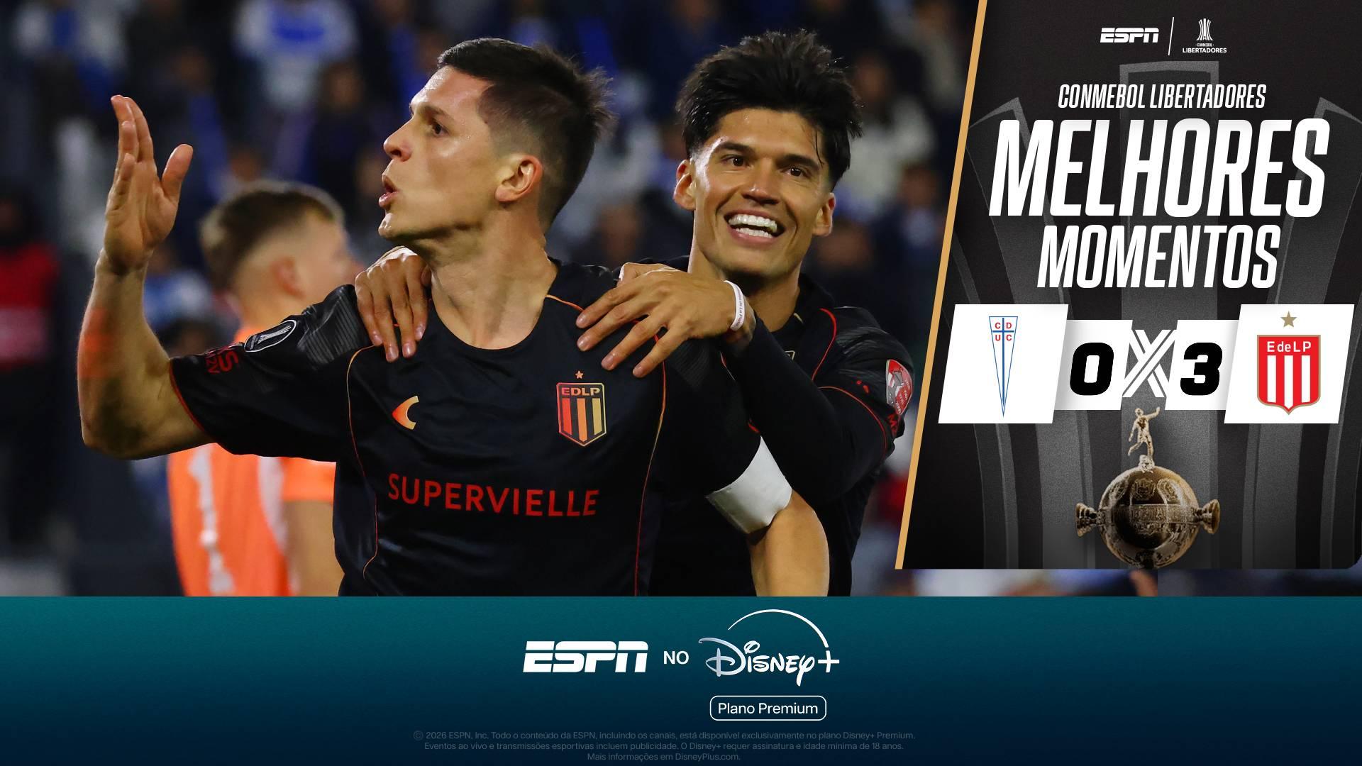 Estudiantes de La Plata vence Universidad Catolica no Chile e 'aguarda' Corinthians ou Rosario Central na Libertadores