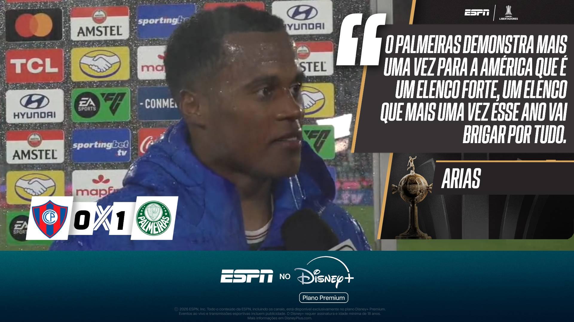 Arias exalta classificação do Palmeiras na Libertadores e diz que time vai brigar por tudo em 2026: 'Mostra para a América que é forte'