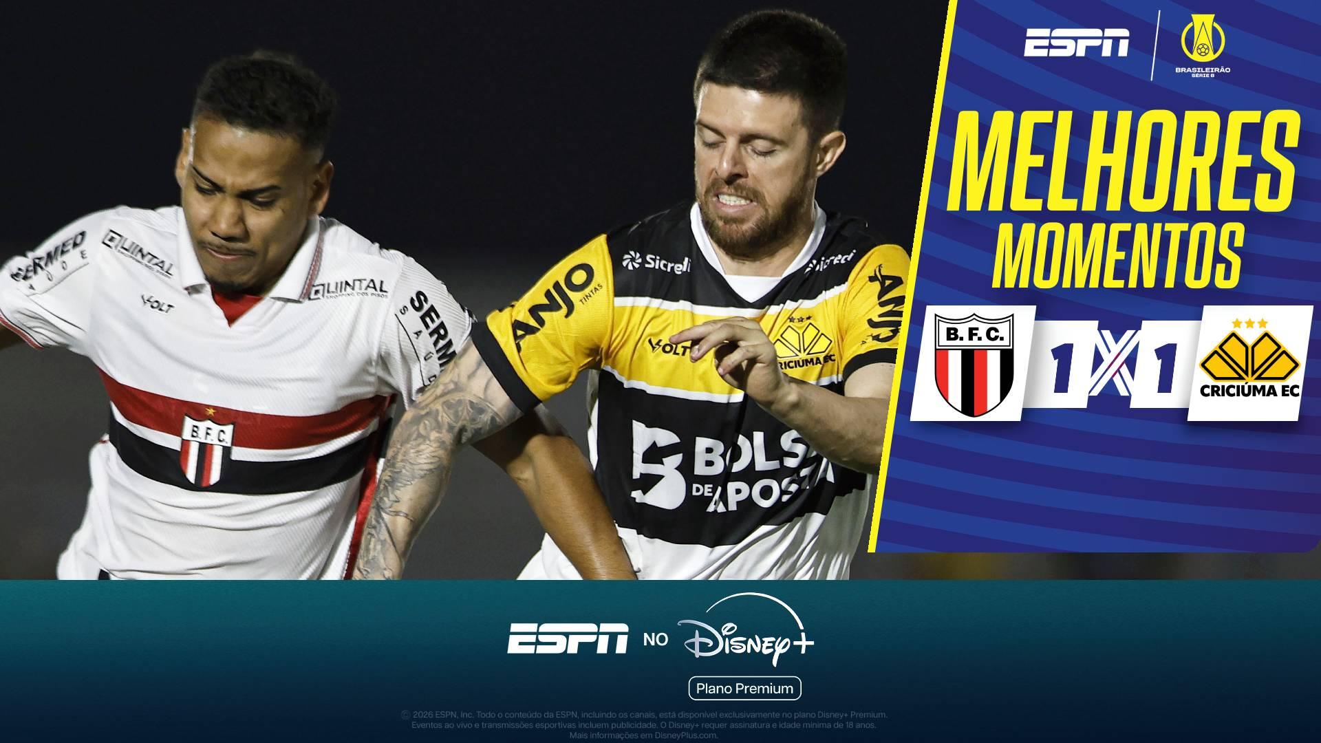 Criciúma larga na frente, mas Botafogo-SP empata no último minuto e embola briga pela liderança na Série B