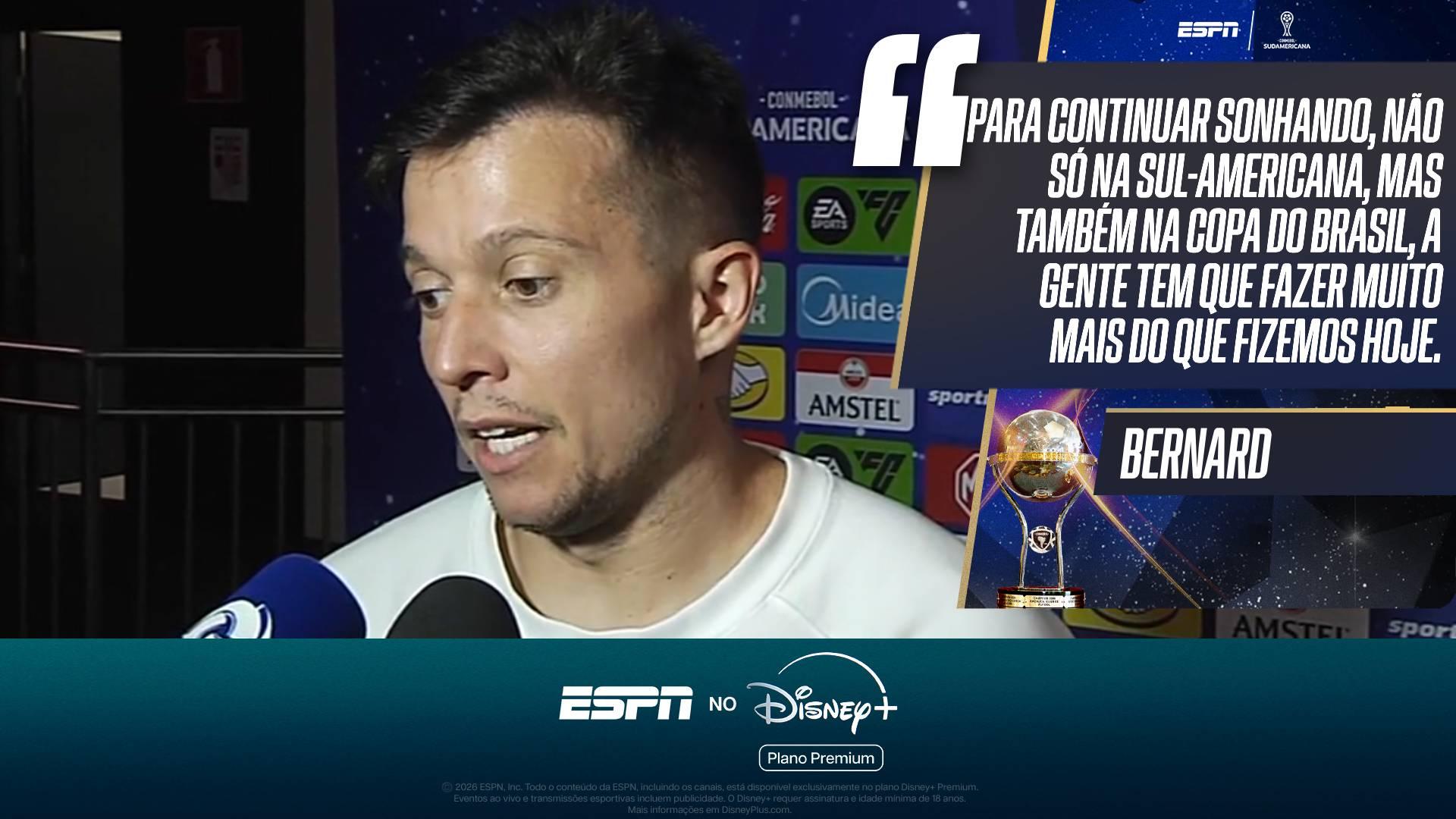 Bernard é sincero após a classificação do Atlético-MG na Sul-Americana: 'A gente não fez tanto por merecer'