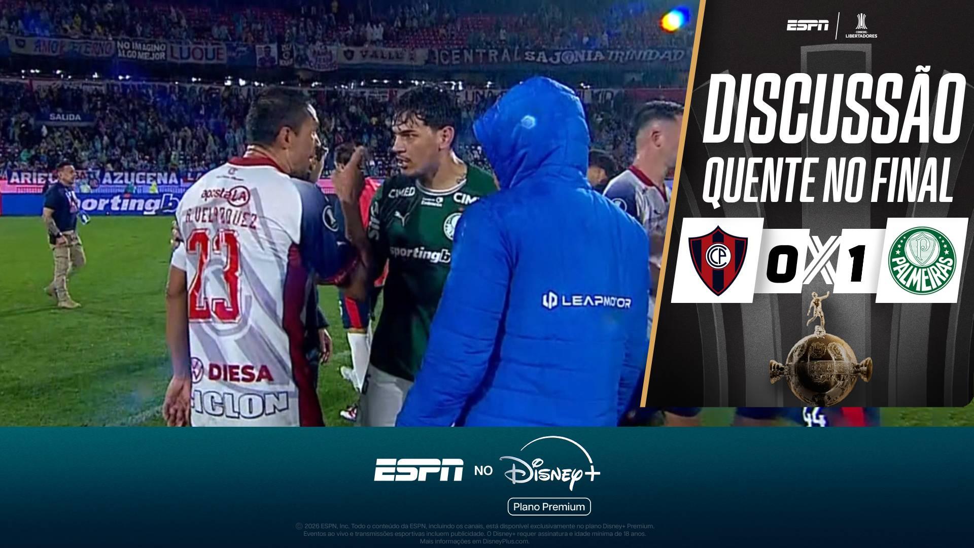 Gustavo Gómez e capitão do Cerro Porteño protagonizam discussão quente após vitória do Palmeiras na Libertadores