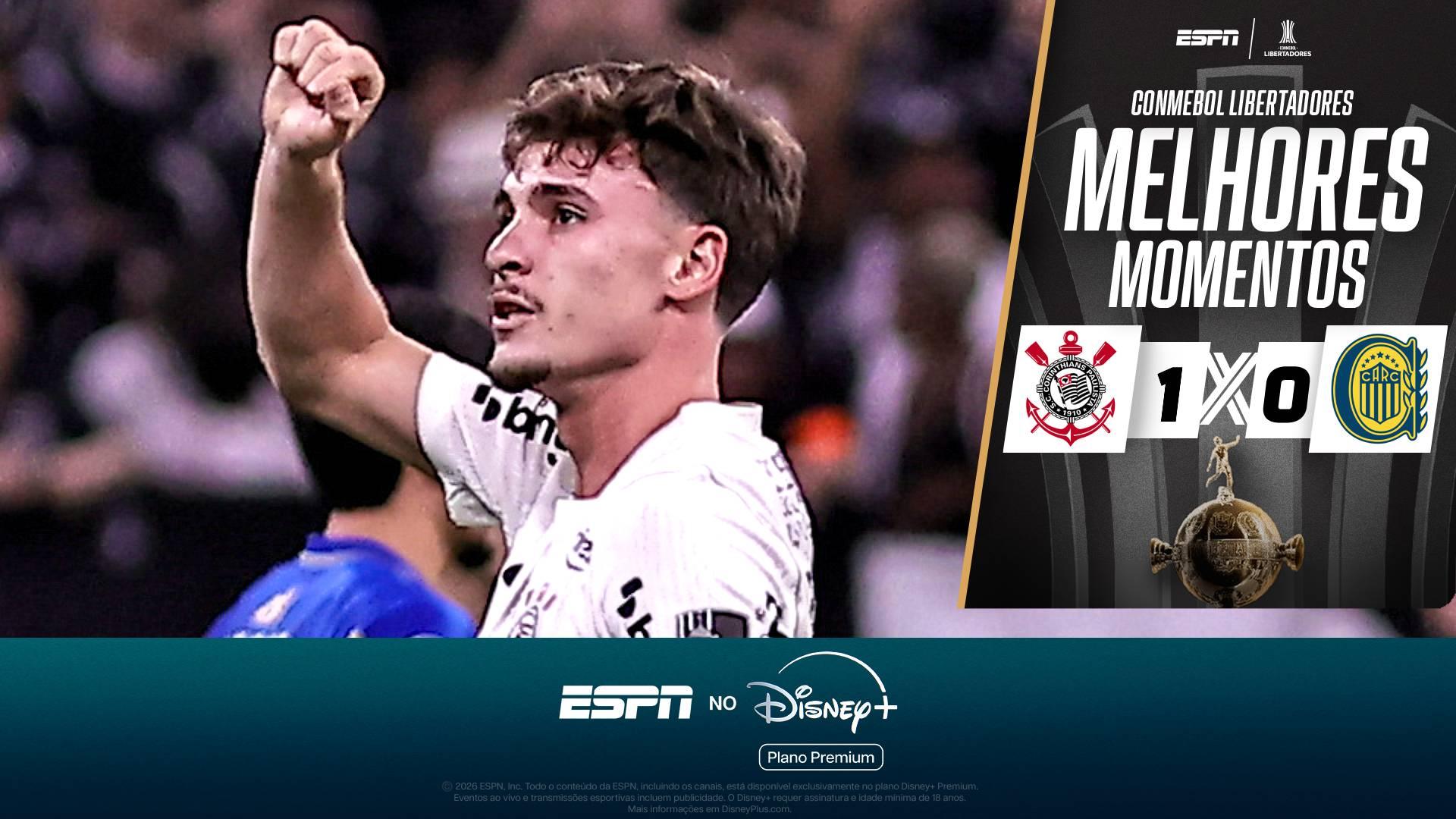 Memphis dá assistência, Corinthians vence Rosario Central com um a menos e pega o Estudiantes nas quartas da Libertadores; VEJA como foi