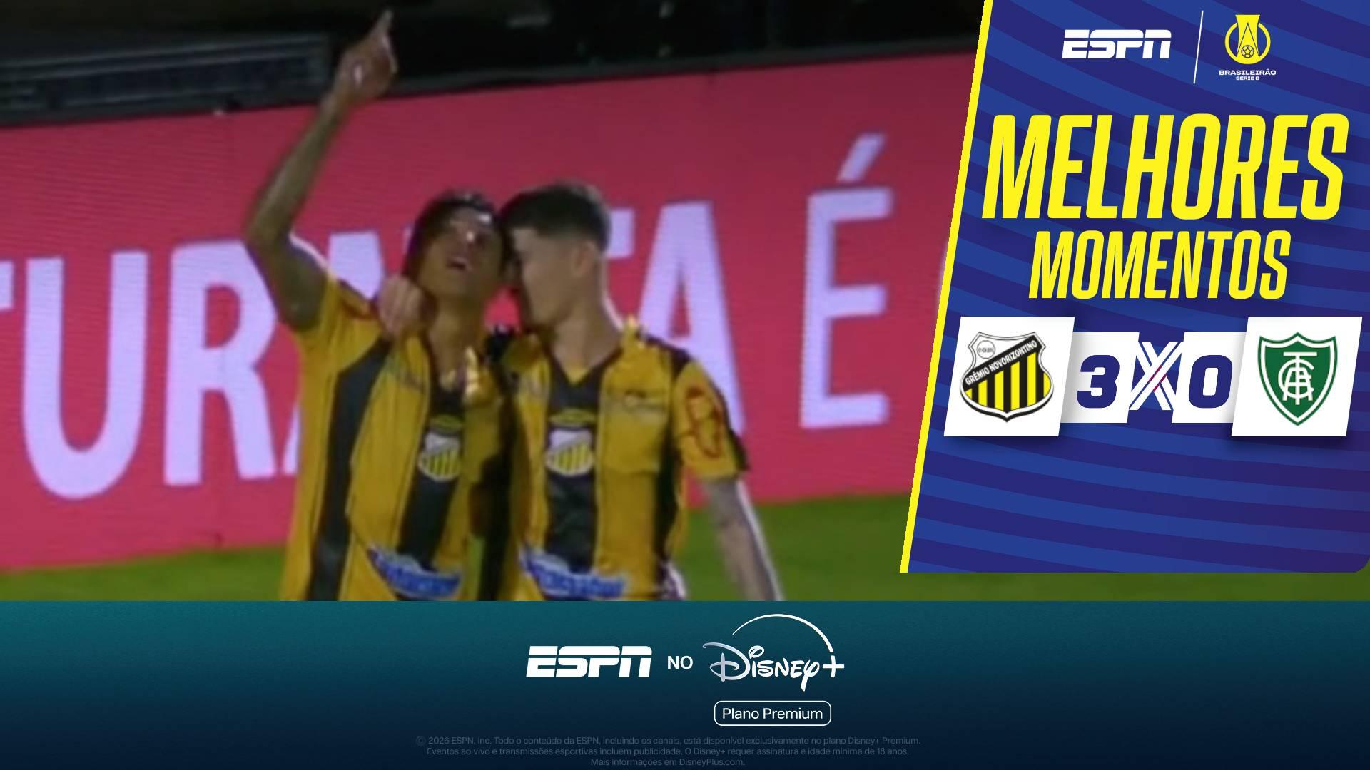 Novorizontino embala na reta final, vence o vice-lanterna América-MG e volta ao G-4 da Série B; veja os melhores lances