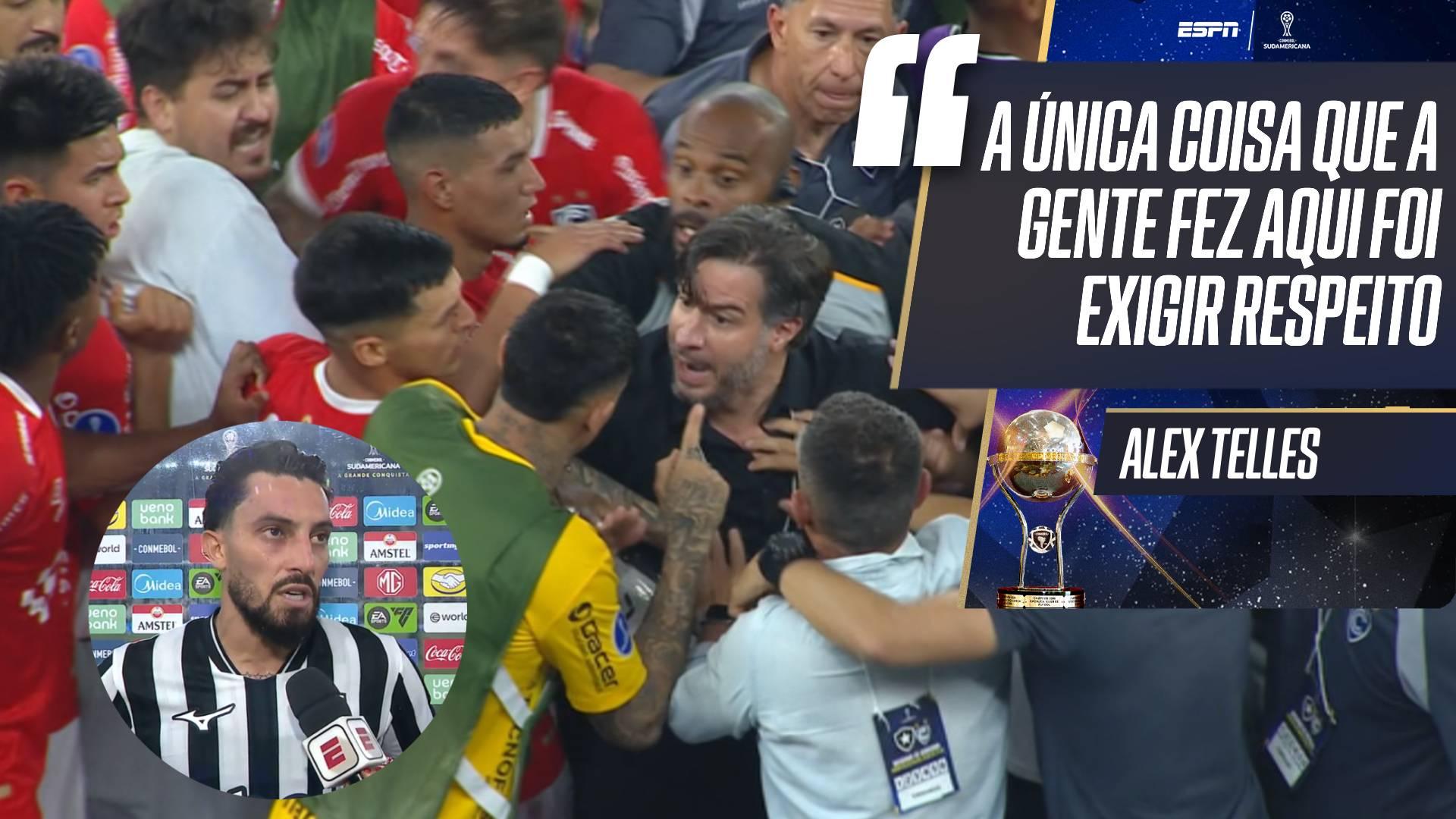 Alex Telles explica confusão generalizada após eliminação do Botafogo na Sul-Americana: 'Exigir respeito'