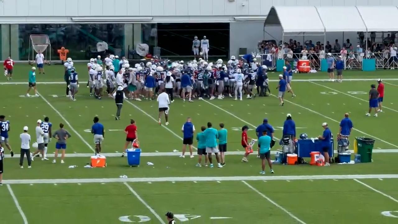 Pelea en práctica entre Dolphins y Giants