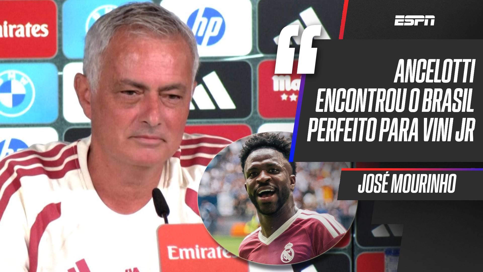 Mourinho exalta protagonismo de Vini Jr. na Seleção e admite desafio com estrelas do Real Madrid: 'É mais difícil para mim'