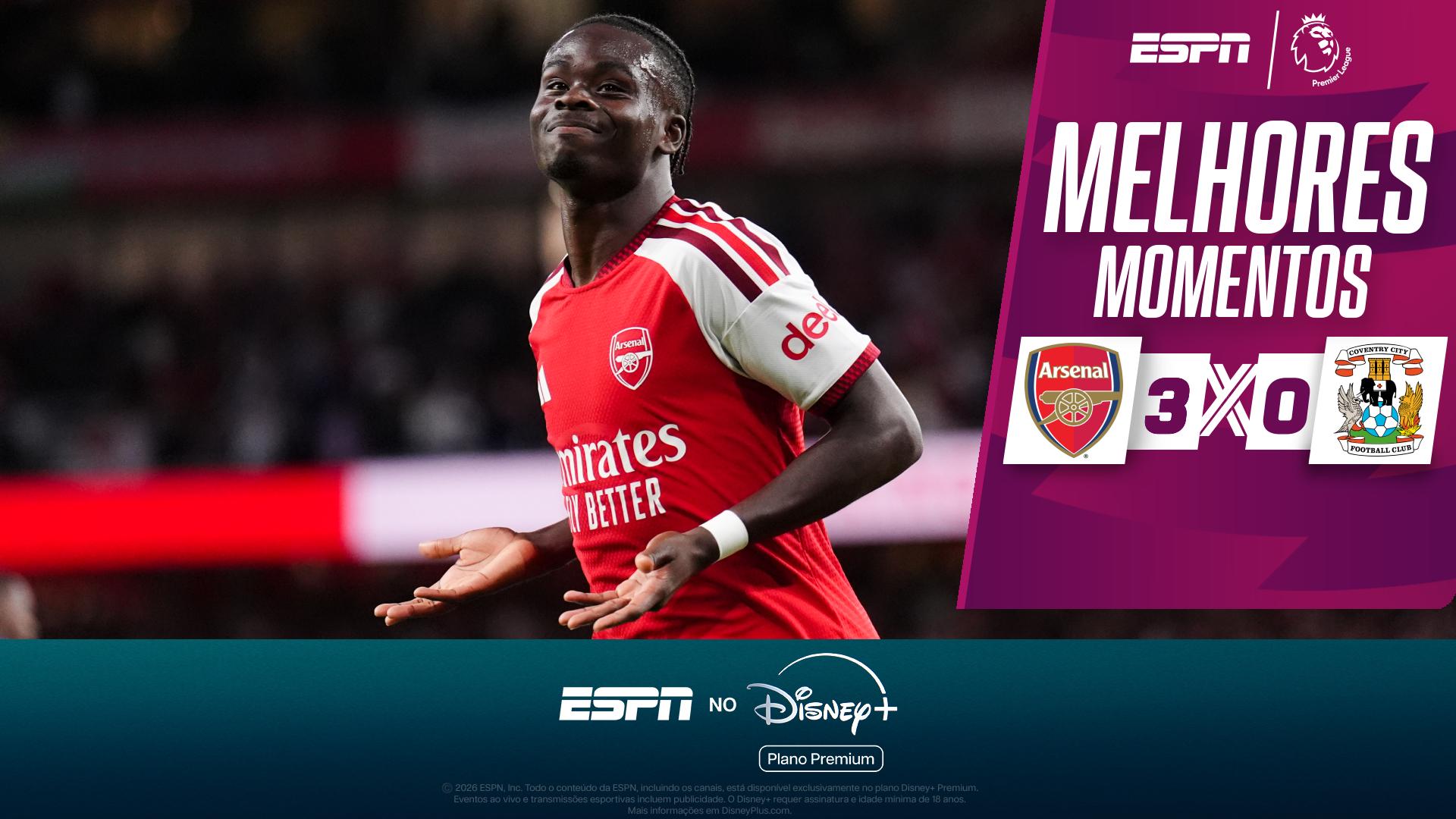 Arsenal domina e vence Coventry City com tranquilidade na estreia da Premier League; VEJA os melhores momentos