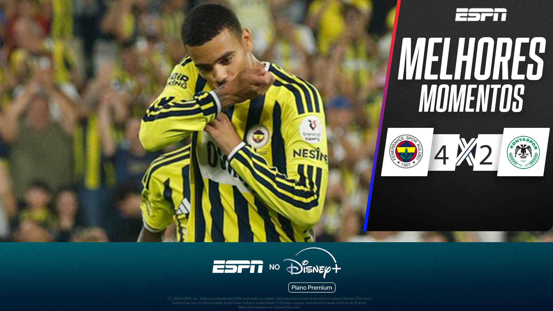 Fenerbahçe 4 x 2 Konyaspor no Campeonato Turco: veja melhores momentos