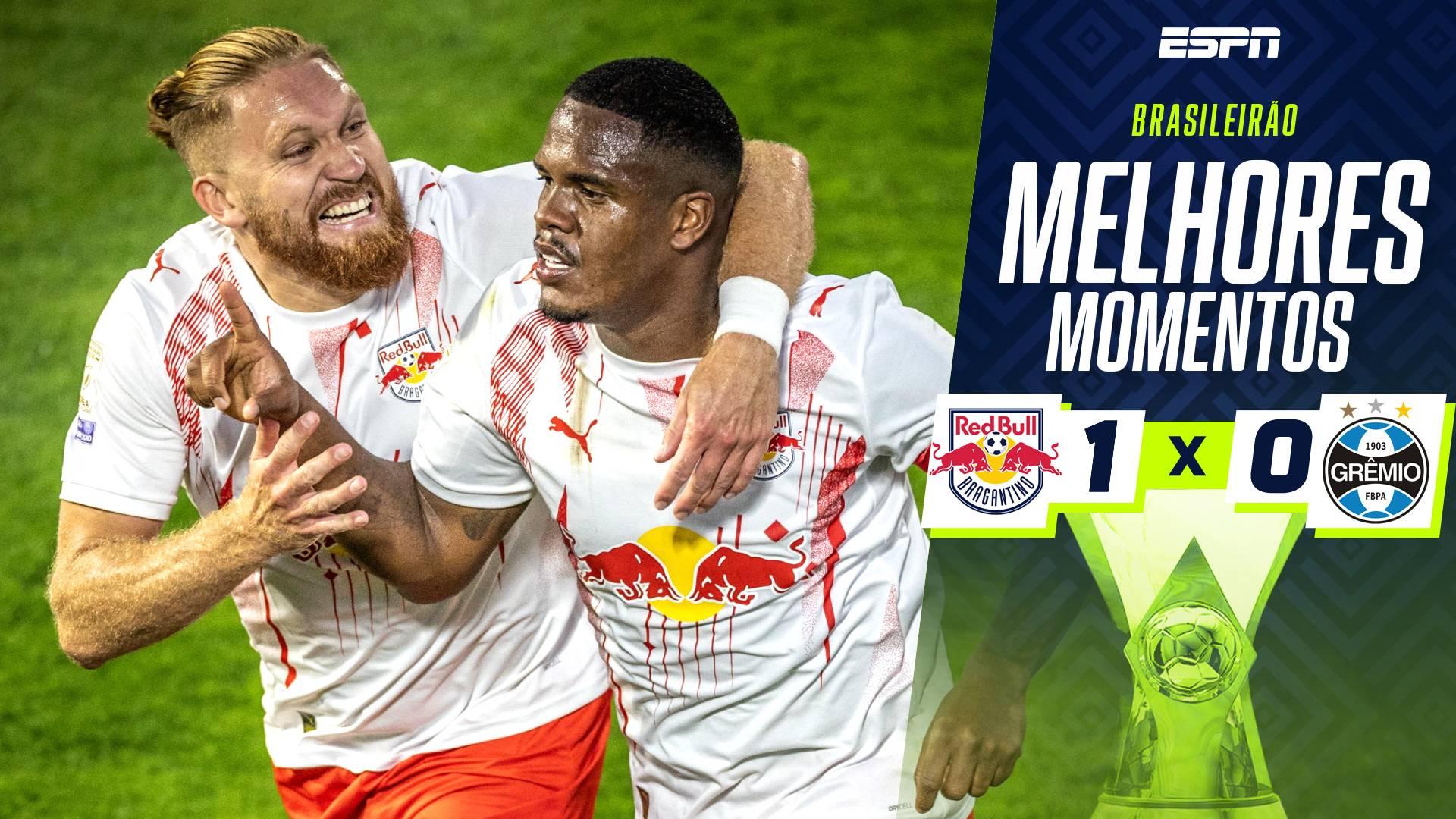 Red Bull Bragantino marca 'no apagar das luzes' e vence o Grêmio no interior paulista; VEJA