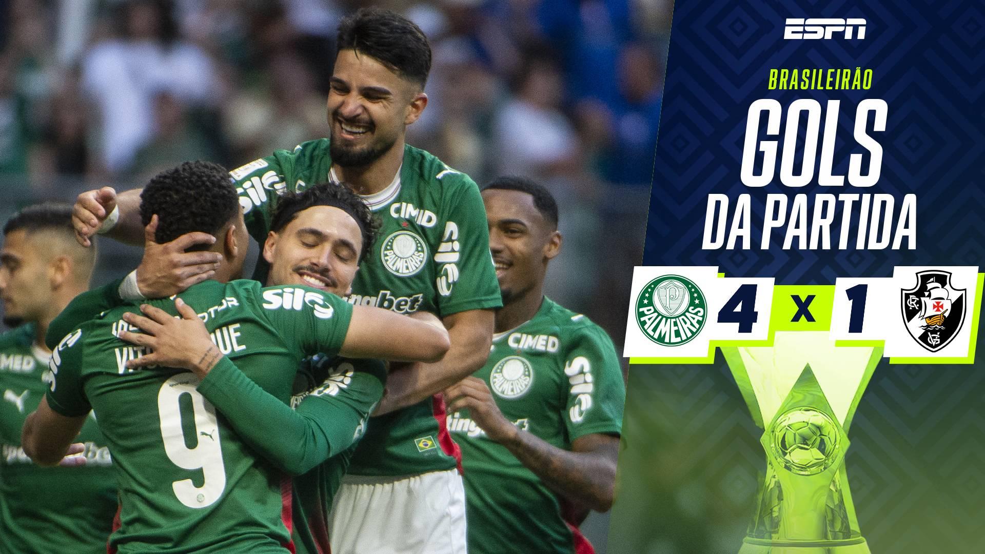 Palmeiras atropela o Vasco em tarde inspirada de Flaco López e segue na liderança do Brasileirão; VEJA os gols