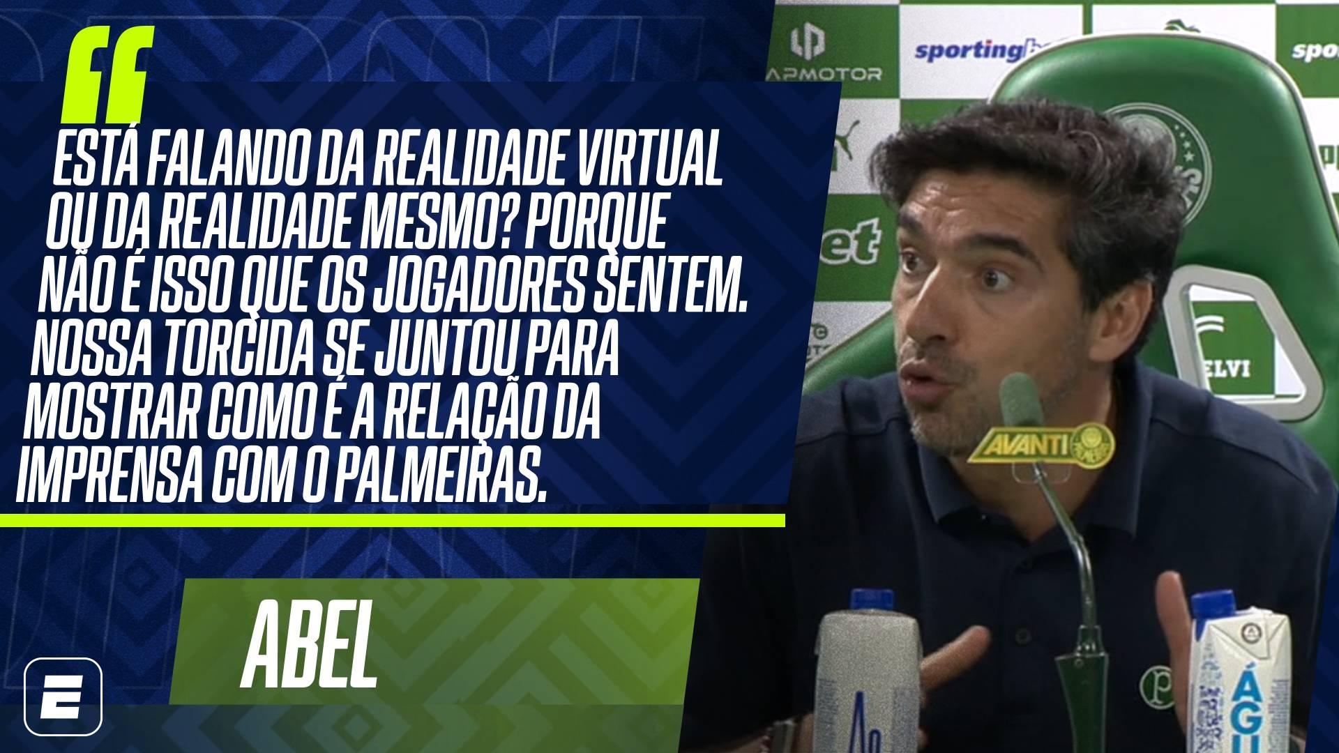 Relação abalada com a torcida do Palmeiras? Abel Ferreira abre o jogo, cita 'realidade vitrual' e diz: 'Nunca encontrei ninguém que me criticou'