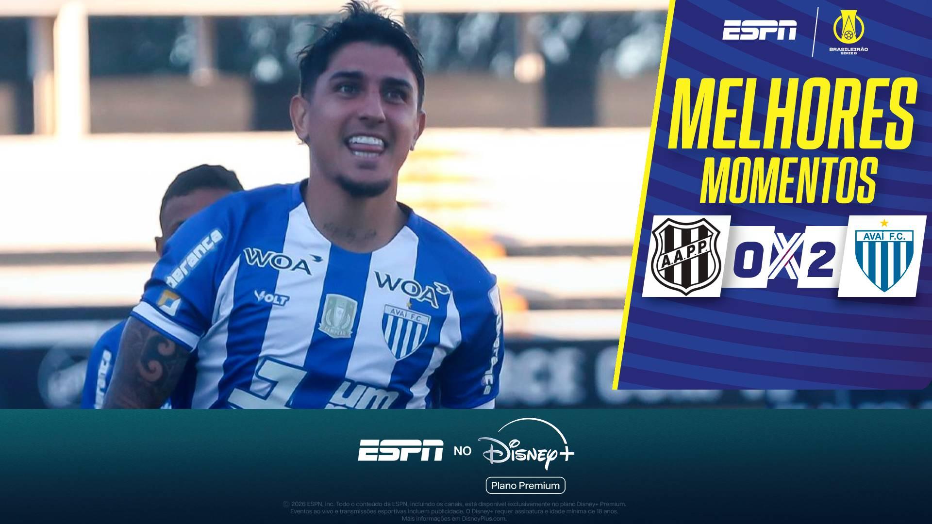 Avaí vence a Ponte Preta e amarga adversário na lanterna da Série B; melhores momentos