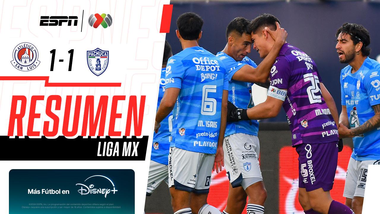 Atlético de San Luis 1-1 Pachuca | ¡El portero de Pachuca salva el empate con gol de último minuto | Resumen