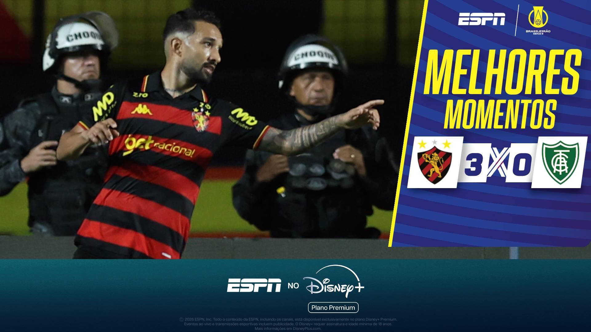 Sport domina América-MG, faz 3 a 0 em casa e 'pega elevador' na tabela da Série B; VEJA como foi