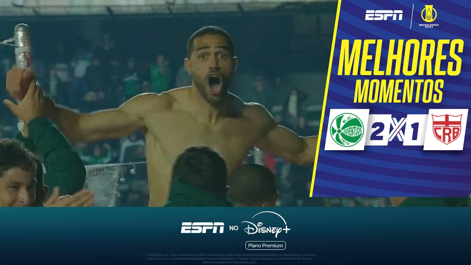 Juventude vence o CRB com gol de Alan Kardec e assume a liderança da Série B; VEJA os melhores momentos