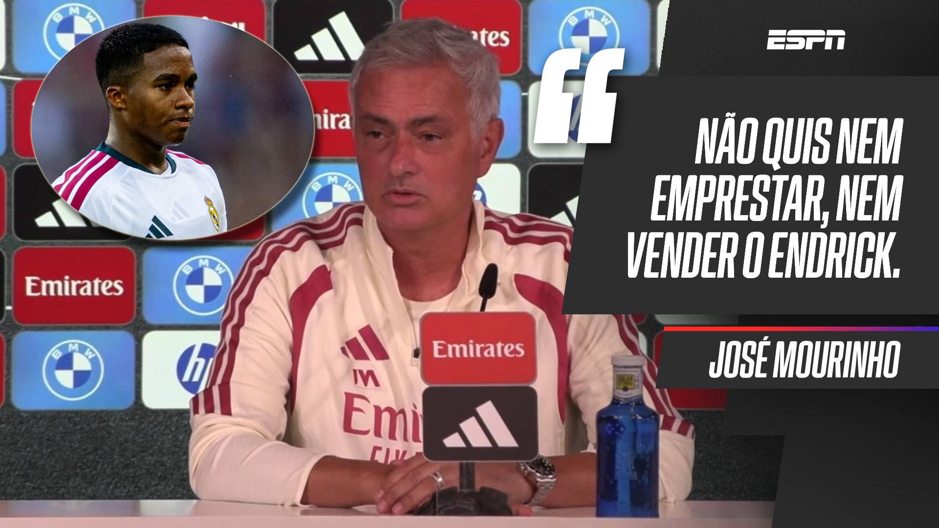 Mourinho revela ofertas para tirar Endrick do Real Madrid, confirma lesão, mas vê 'vantagem' com Ancelotti na Seleção: 'Vai me ligar'