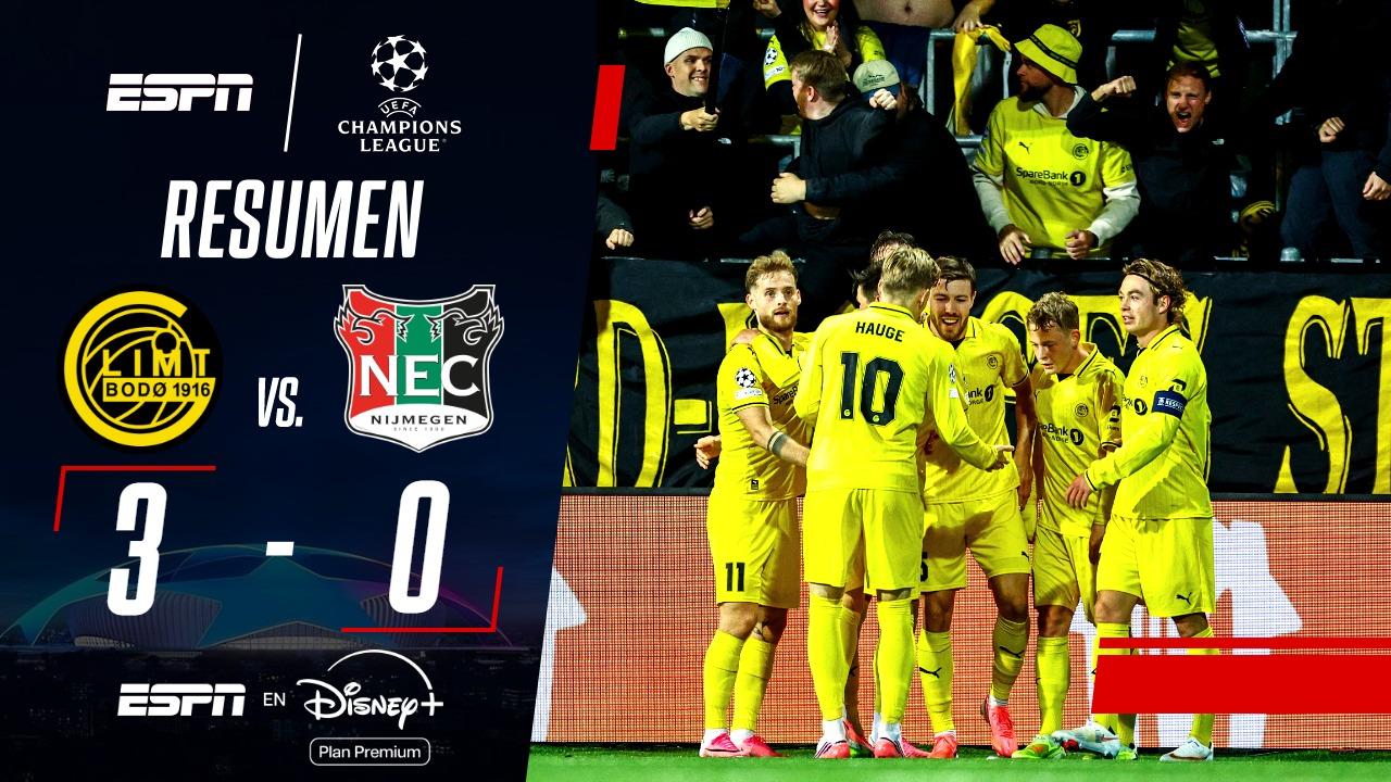 Bodo/Glimt goleó ante el Nec Nijmegen y jugará la Fase Liga de la Champions