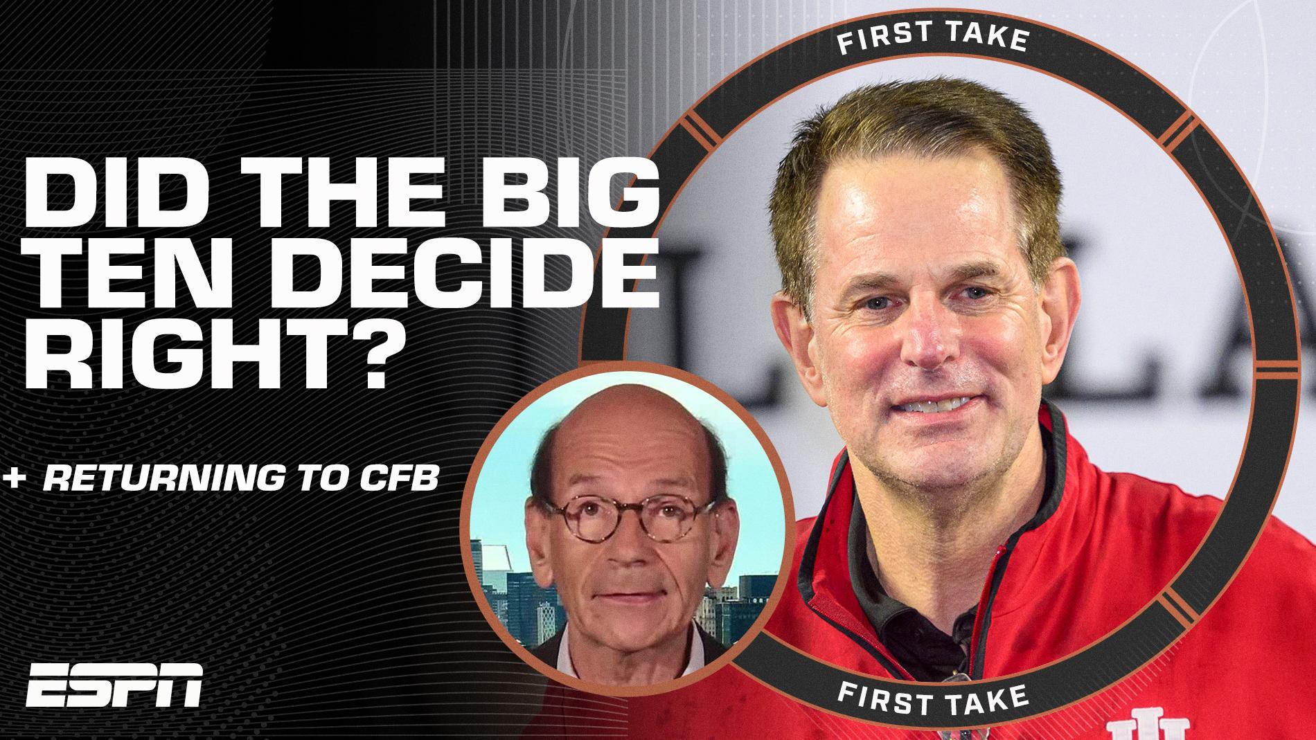 First Take reacts to the Big Ten NOT allowing NFL players to return to college football