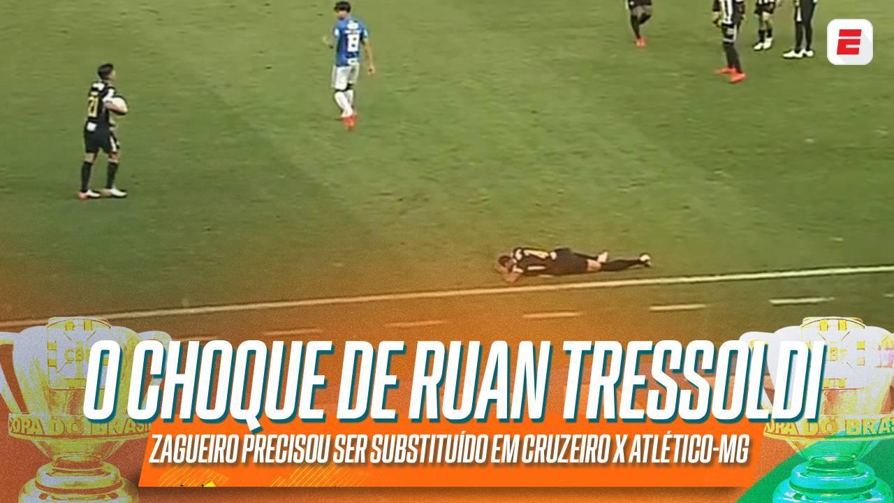 Cenas fortes em Cruzeiro x Atlético-MG! A queda feia que tirou Ruan Tressoldi de clássico na Copa do Brasil