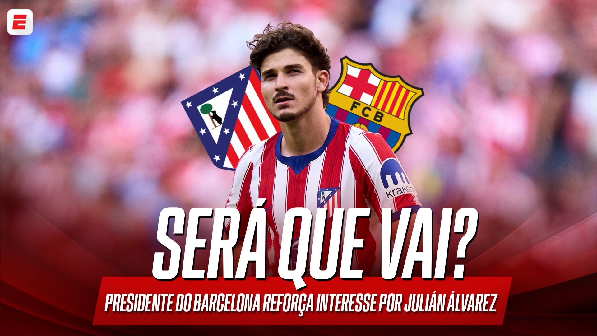 Presidente do Barcelona confirma interesse em Julian Álvarez: 'Gostaríamos que a oferta fosse aceita'
