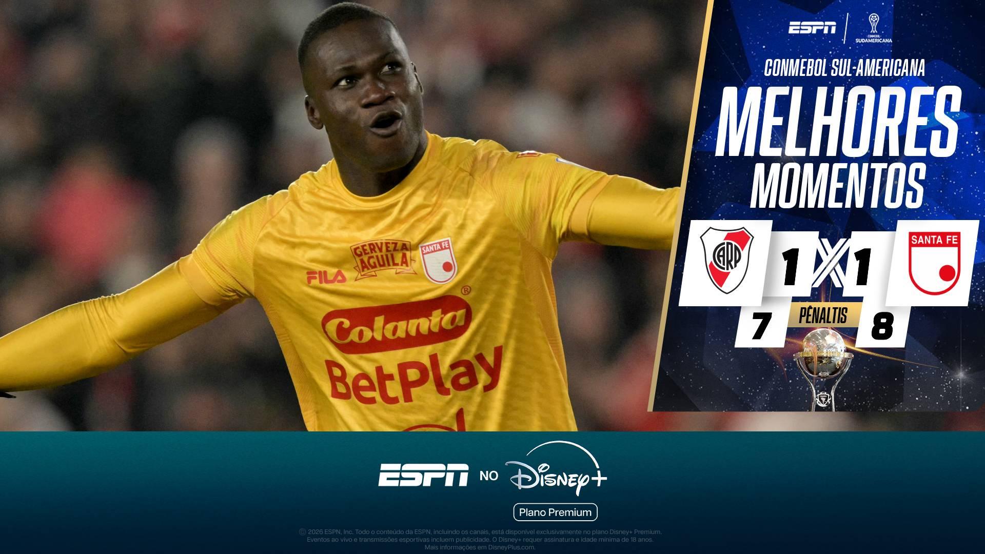 Em disputa maluca de pênaltis, Santa Fe vence o River Plate e enfrenta o Vasco nas quartas da Sul-Americana; melhores momentos