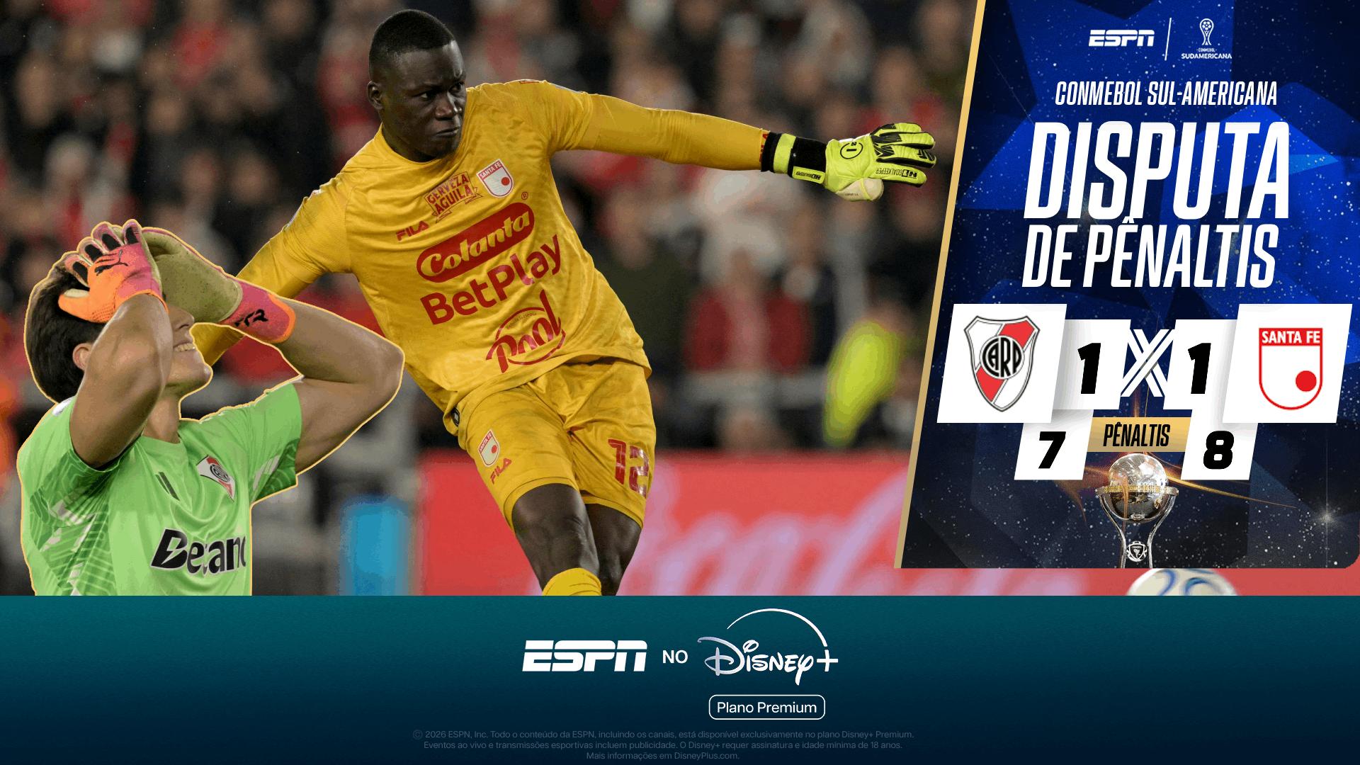 Santa Fe vence o River Plate nos pênaltis e enfrenta o Vasco nas quartas da Sul-Americana; VEJA disputa