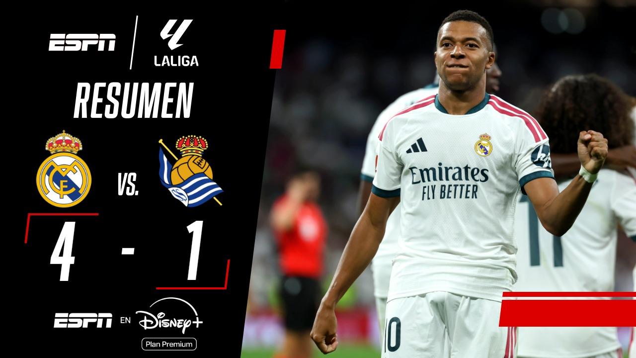¡Show de Mbappé y goleada del Real Madrid ante la Real Sociedad!