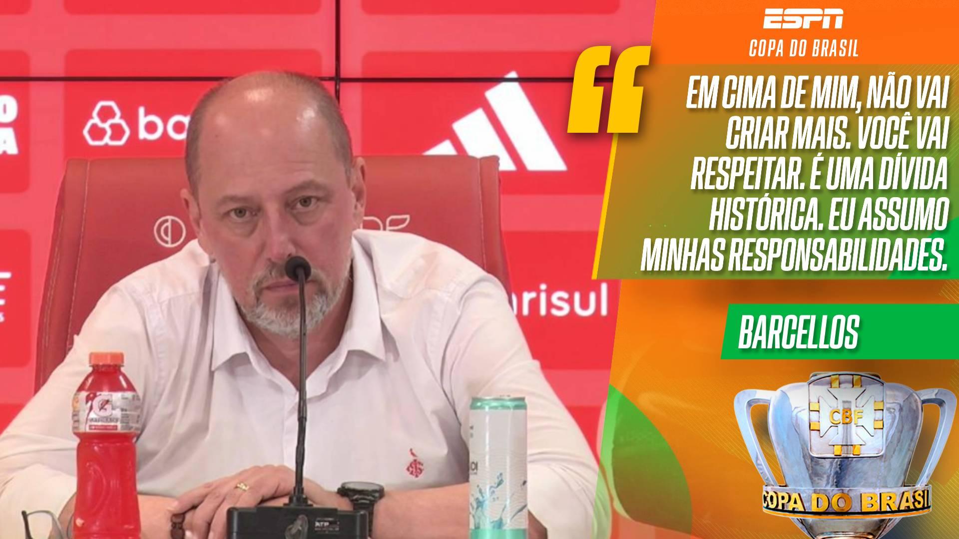 Após empate no Gre-Nal, Barcellos bate-boca com jornalista, assume erros e dívidas no Inter e dispara: '