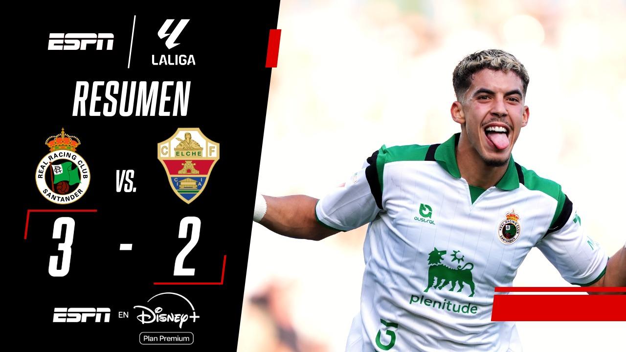 Racing de Santander aguantó el resultado y venció por 3-2 al Elche