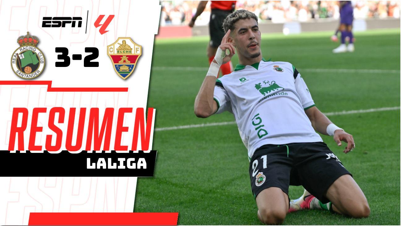 ¡El Racing Santander conquista su primera victoria por 3-2 ante el Elche gracias al triplete de Yassir Zabiri!