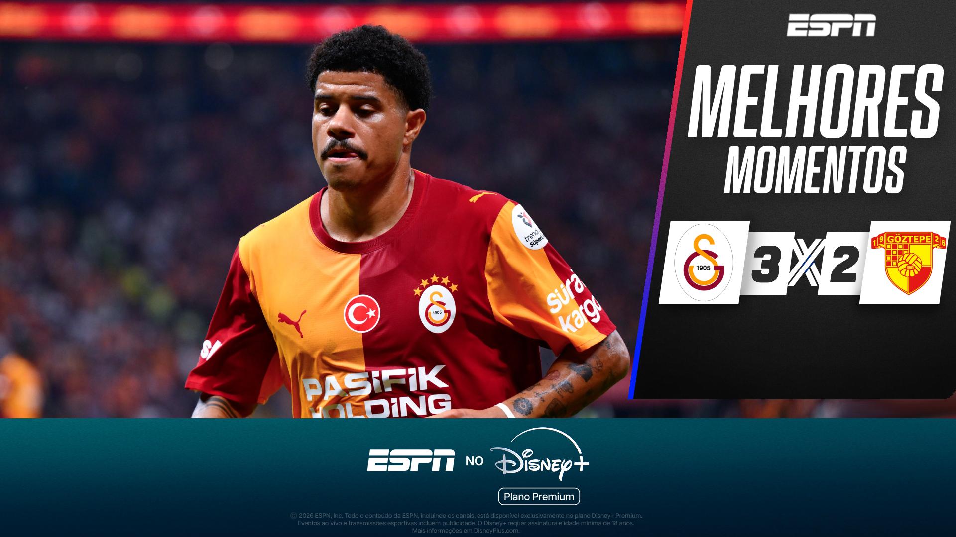 Com gol de Gabriel Sara, Galatasaray vence Goztepe de virada pelo Campeonato Turco; VEJA melhores momentos