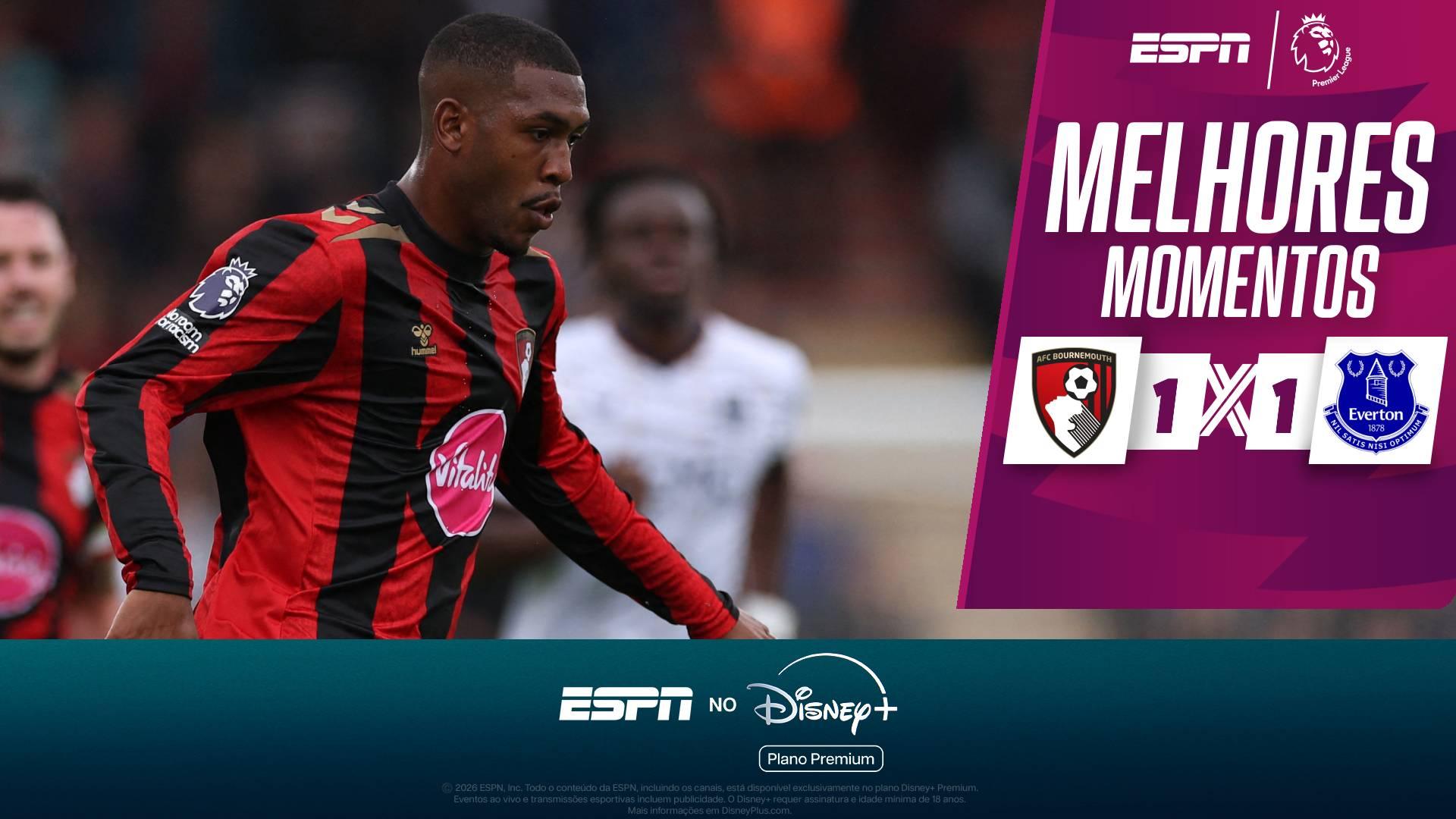 Rayan e Evanilson vão bem, mas Bournemouth 'empilha' chances e só empata com o Everton na Premier League; VEJA