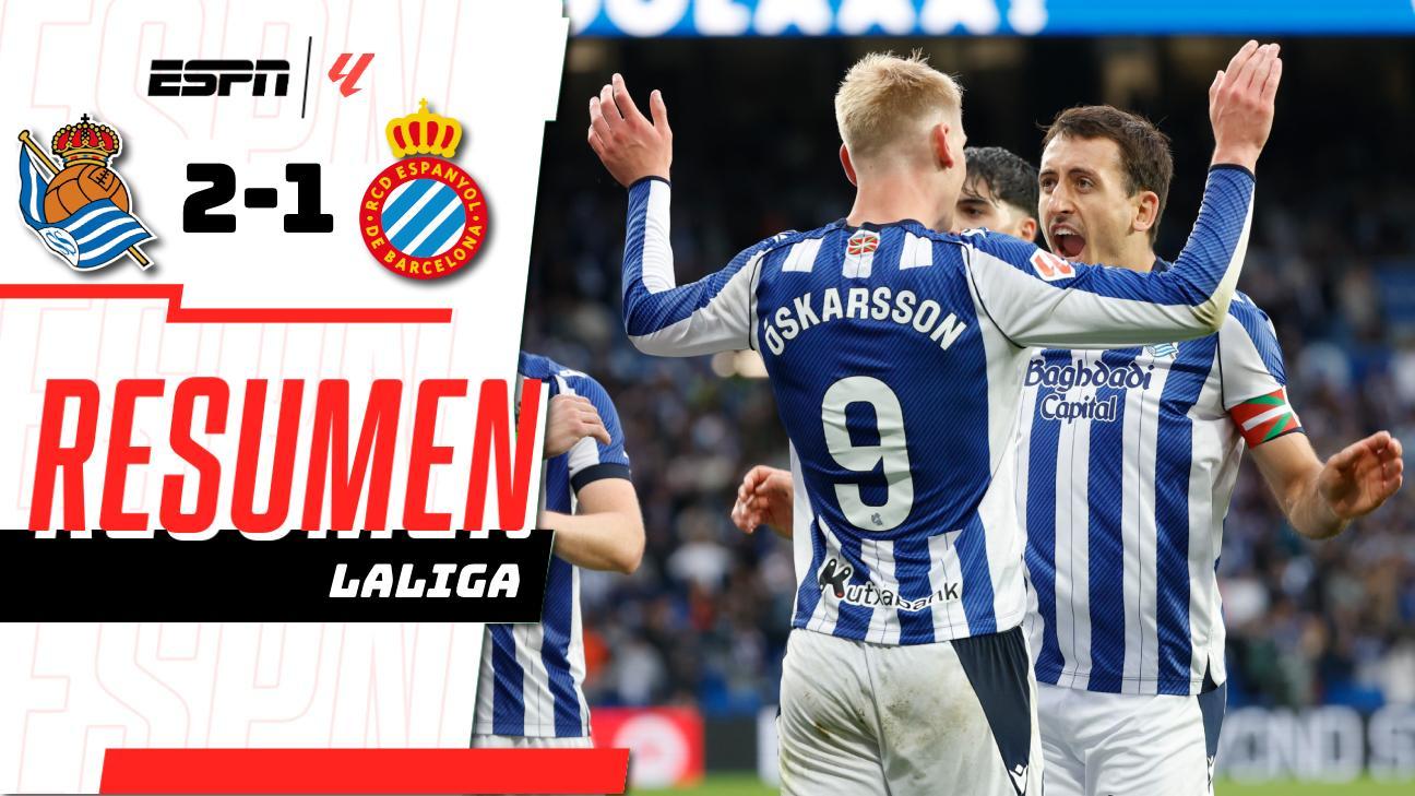 ¡La Real Sociedad supera 2-1 al Espanyol y conquista su primera victoria de la temporada!