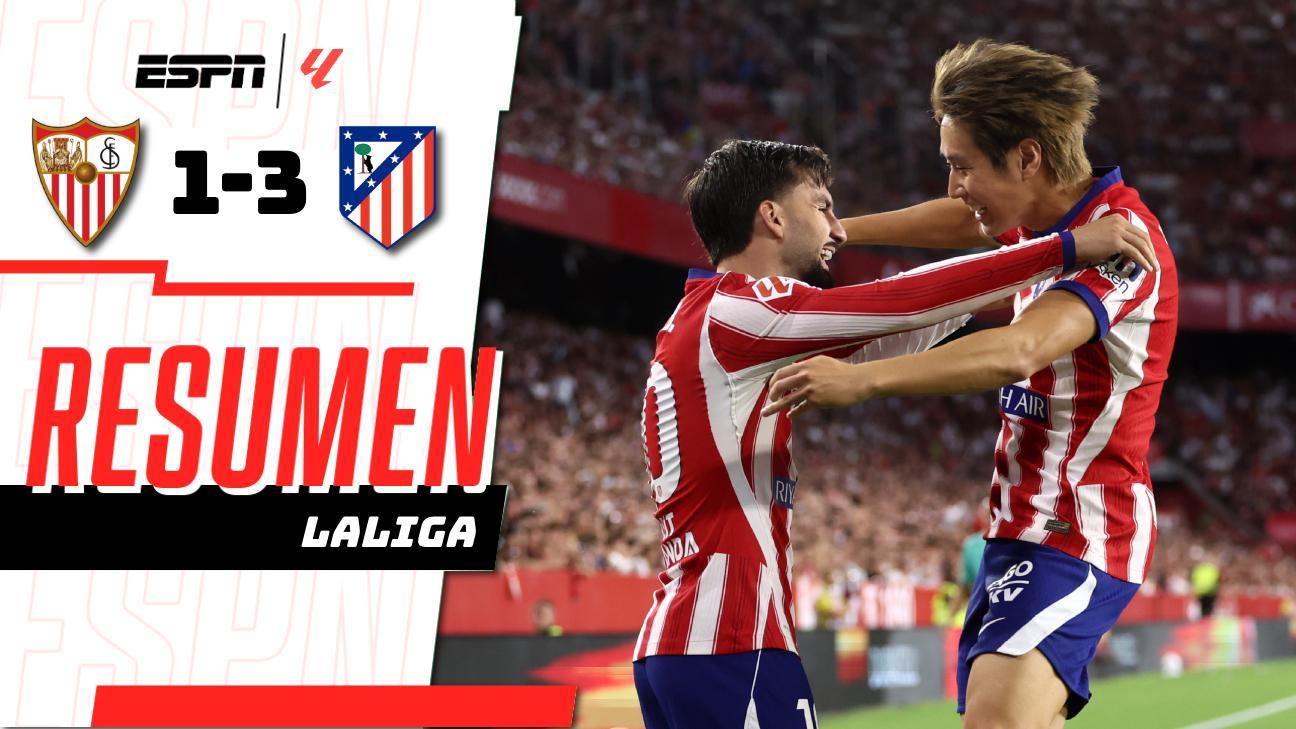 ¡El Atleti vence 3-1 al Sevilla de visita con doblete de Baena!
