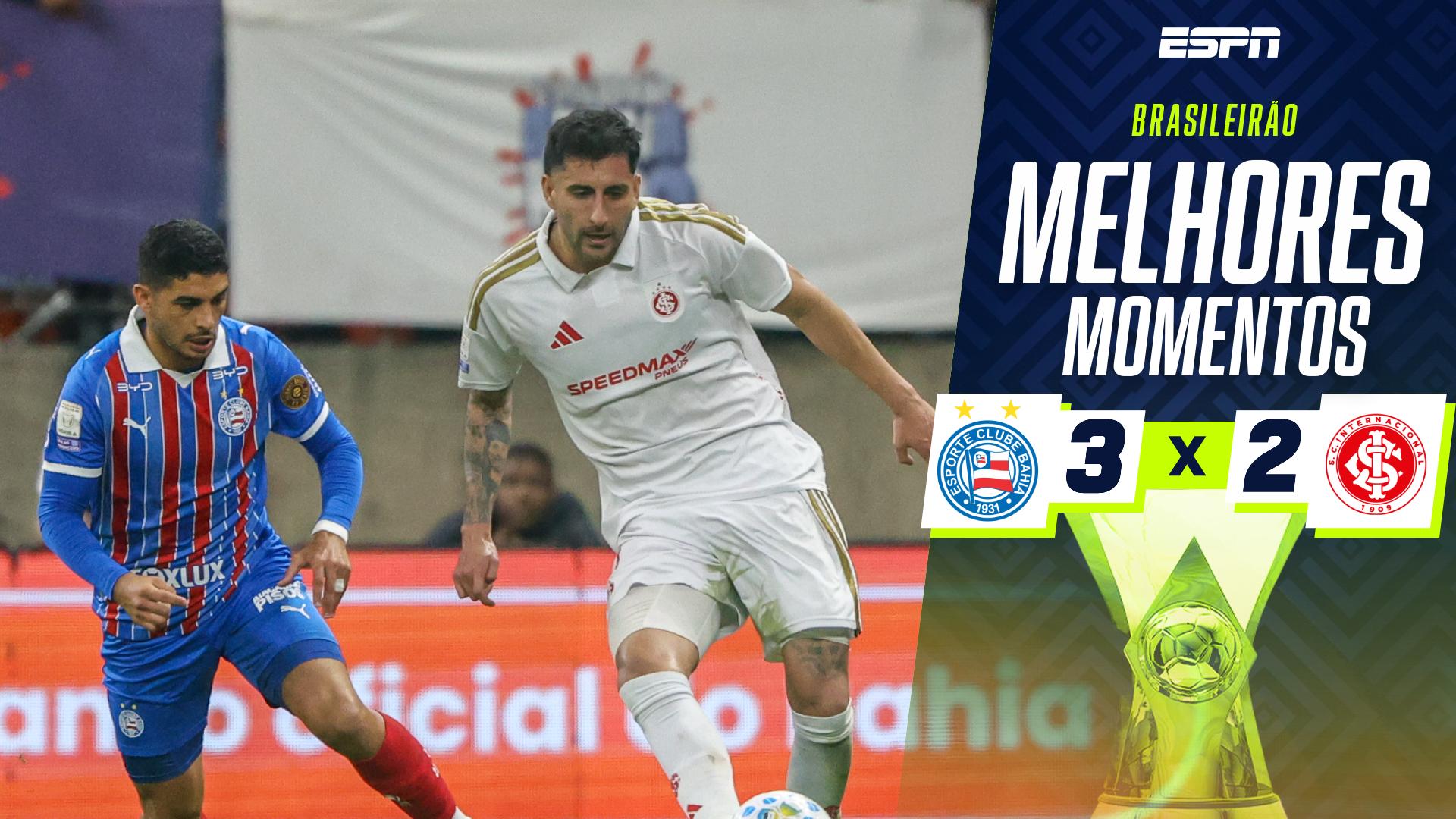 Bahia vence Inter em jogo de cinco gols e afunda rival no Z-4 do Brasileirão; VEJA como foi