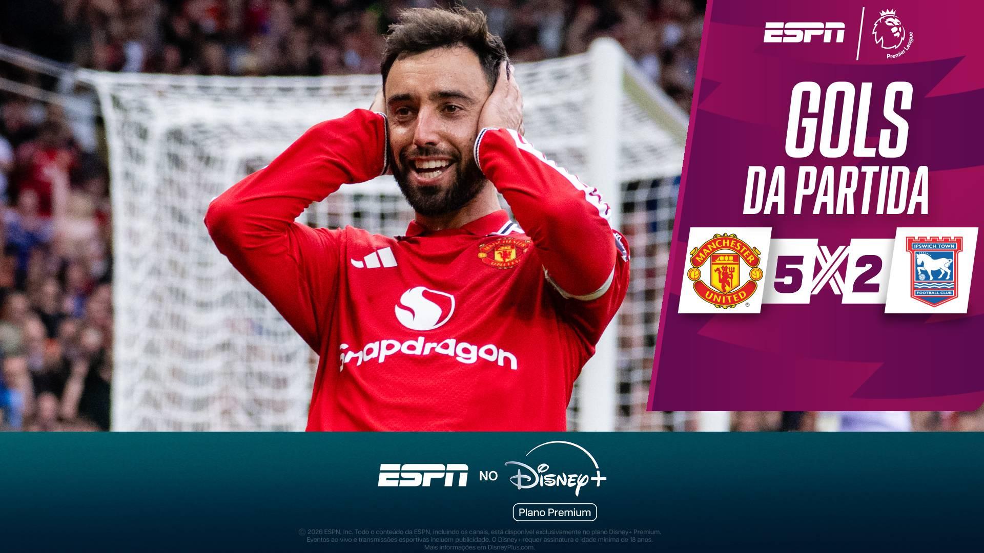 Hat-trick de Bruno Fernandes, Matheus Cunha garçom e mais: os gols do passeio do Manchester United sobre o Ipswich na Premier League