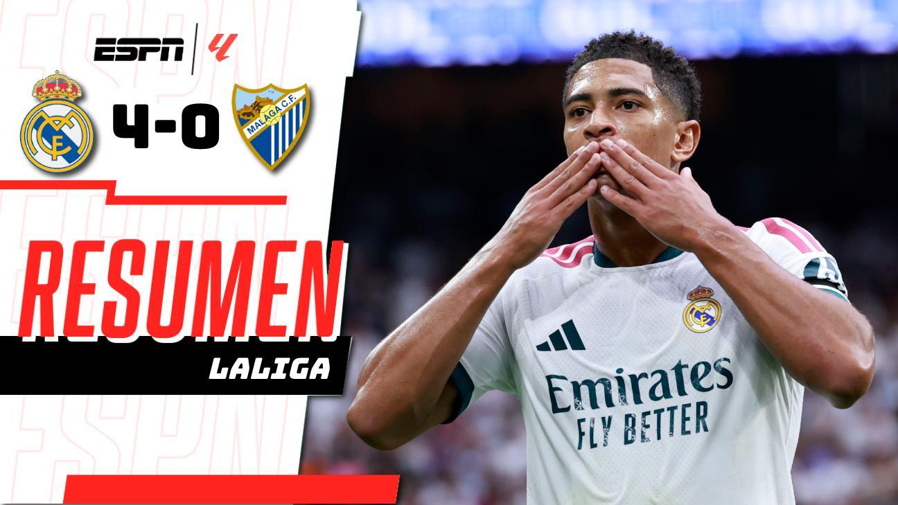 ¡El Real Madrid golea 4-0 al Málaga y suma tres puntos más en la temporada!