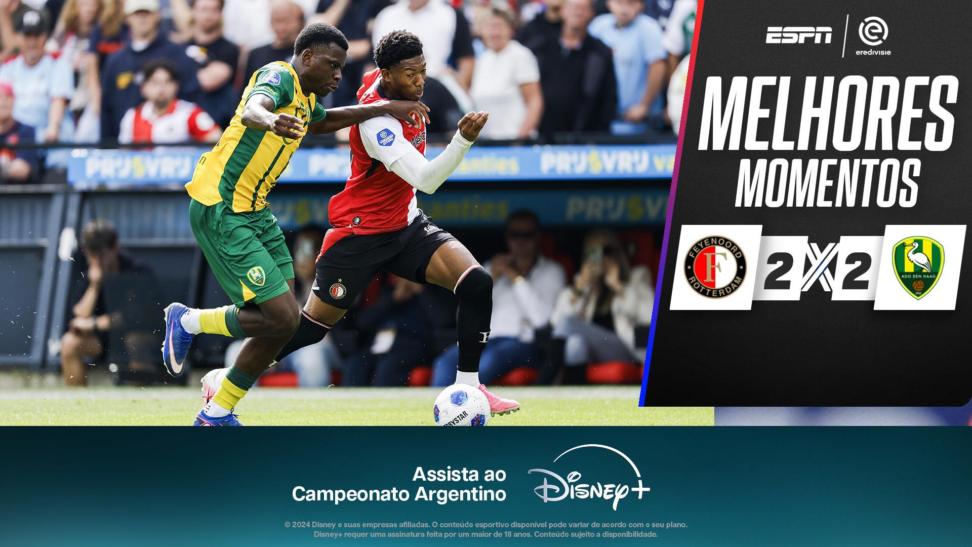 Feyenoord 2 x 2 ADO Den Haag no Campeonato Holandês: VEJA os melhores momentos
