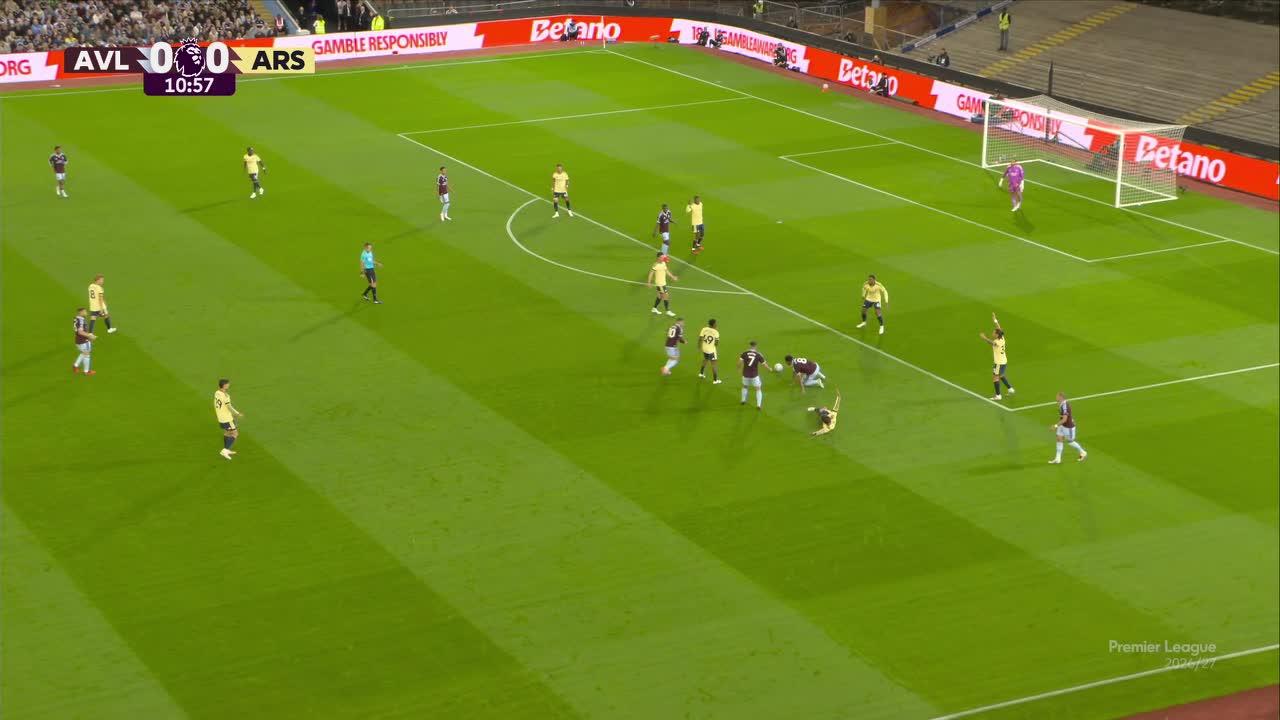 Emiliano Buendía reventó el travesaño del Arsenal