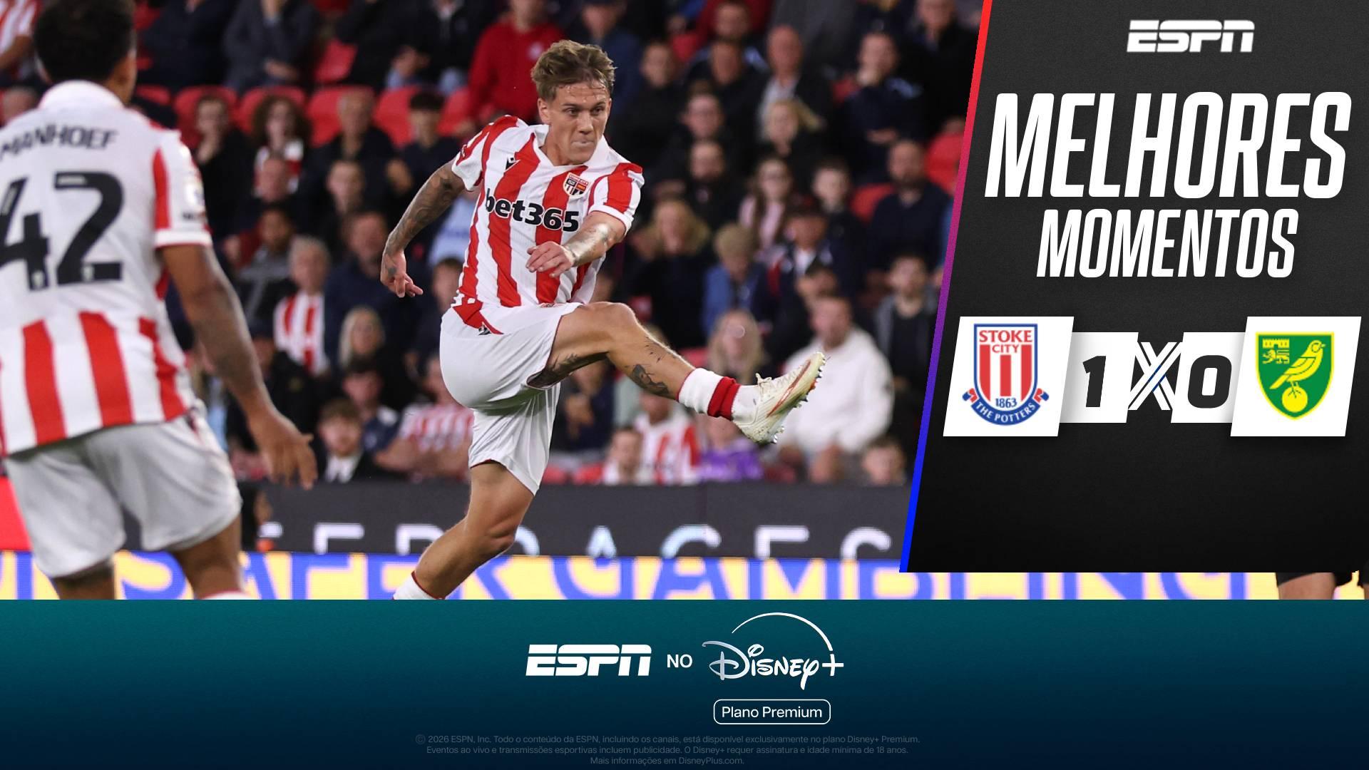 Stoke City conta com desvio salvador após chutaço e vence a primeira na Championship em duelo direto contra o Norwich; veja como foi
