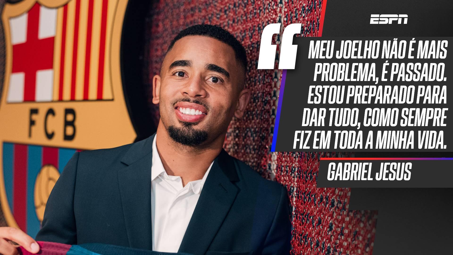 Lesão no joelho ainda atrapalha? Gabriel Jesus diz que está 100% fisicamente e responde em qual posição pode jogar no Barcelona