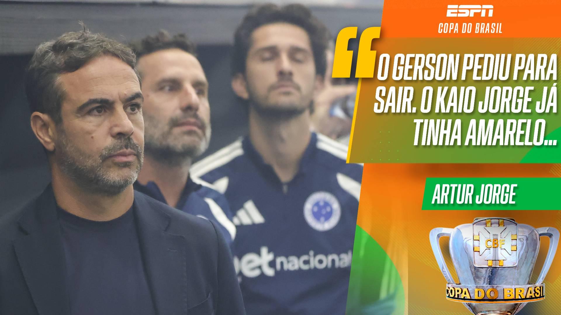 Artur Jorge explica por que tirou Gerson, Kaio Jorge e Matheus Pereira na eliminação do Cruzeiro para o Atlético-MG na Copa do Brasil
