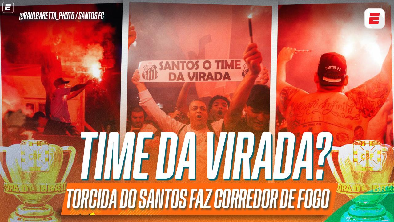 Pela virada! Torcida do Santos faz 'corredor de fogo' antes de decisão contra o Palmeiras; VEJA